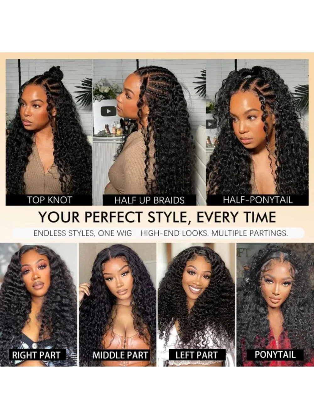 24 Inch Deep Wave Glueless Human Hair Wig - Pre Plucked, 250% Density, Easy Wear